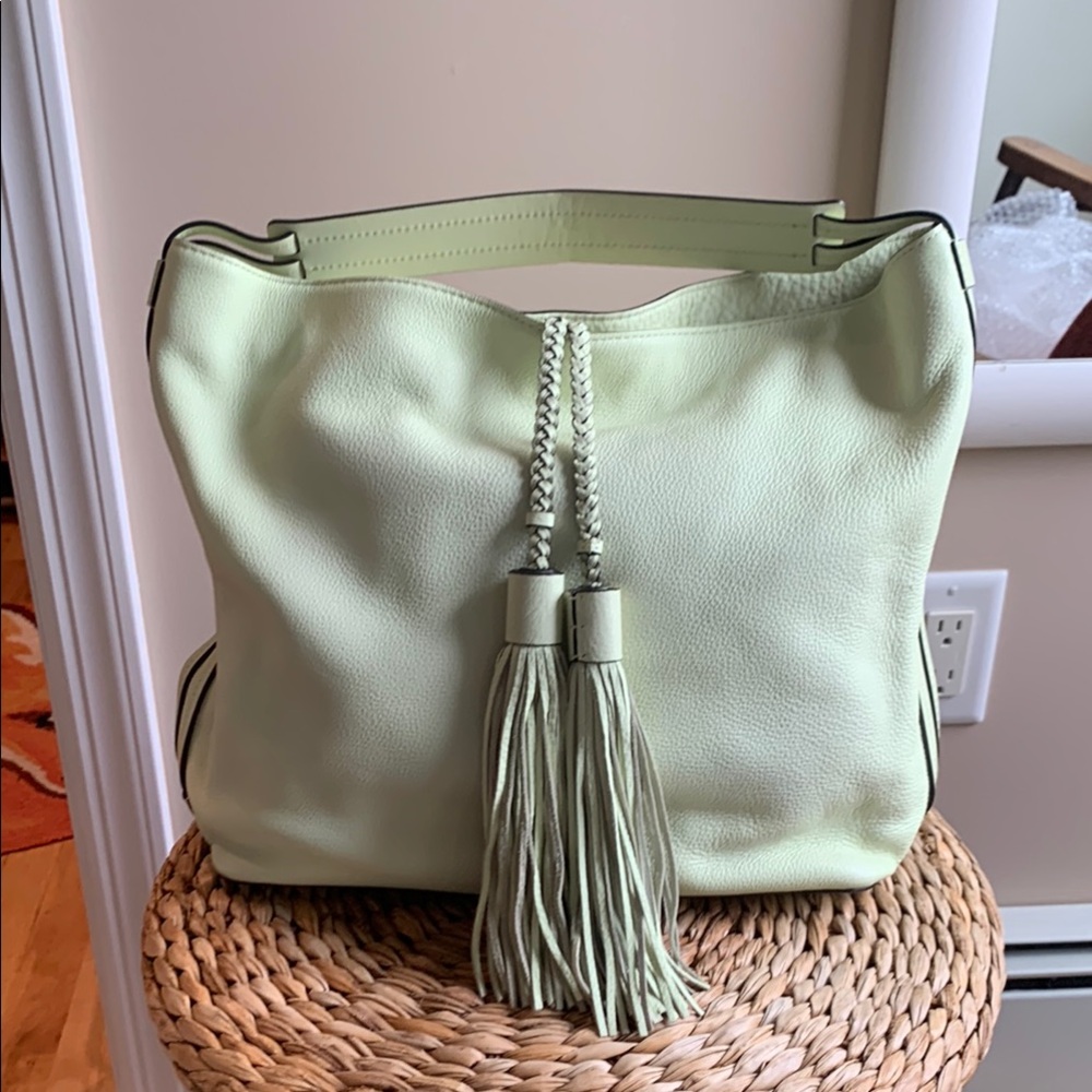 REBECCA MINKOFF Elegant Mint Green Women's Bag with Tassel Detail